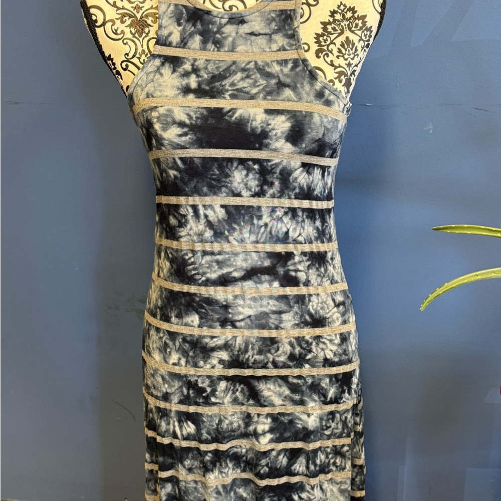 Rolla Coster Black and Gray Tie-Dye Maxi Dress